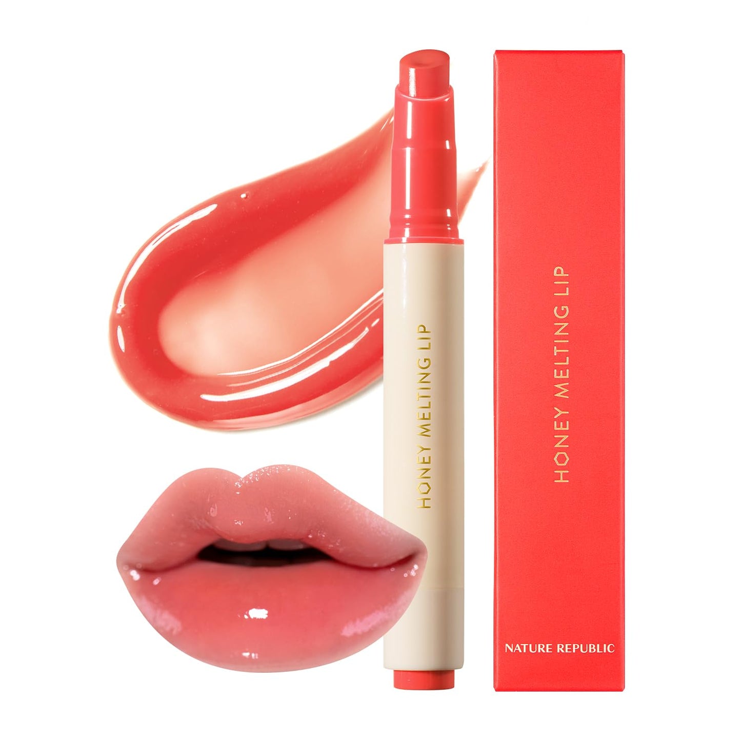 Nature Republic HONEY MELTING LIP (02 FIG) SOFT LIP STICK, Hydrating Gloss, Moisturizing balms, Sheer tint, Shine & Nude, Glowy Finish, korean make up