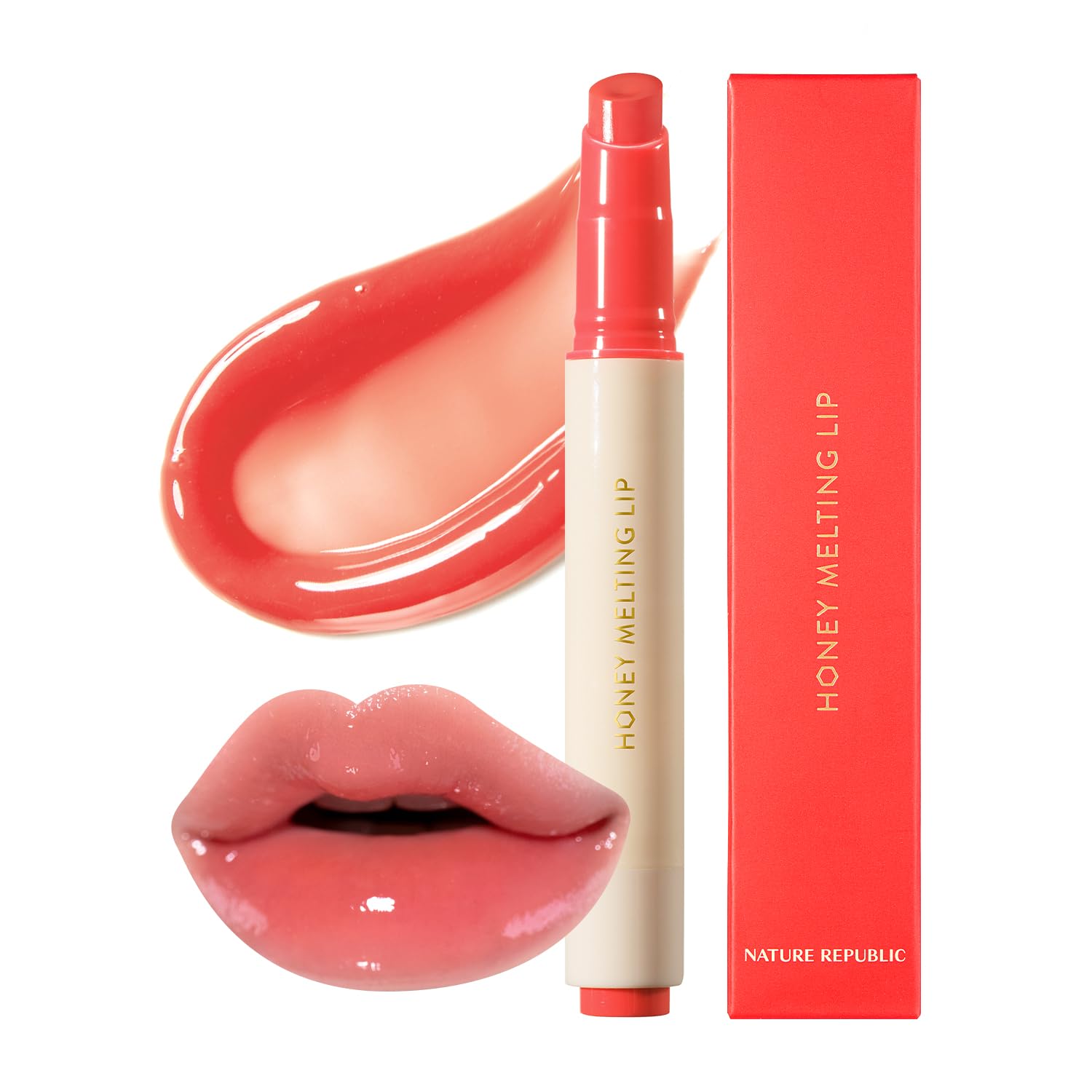 Nature Republic HONEY MELTING LIP (02 FIG) SOFT LIP STICK, Hydrating Gloss, Moisturizing balms, Sheer tint, Shine & Nude, Glowy Finish, korean make up