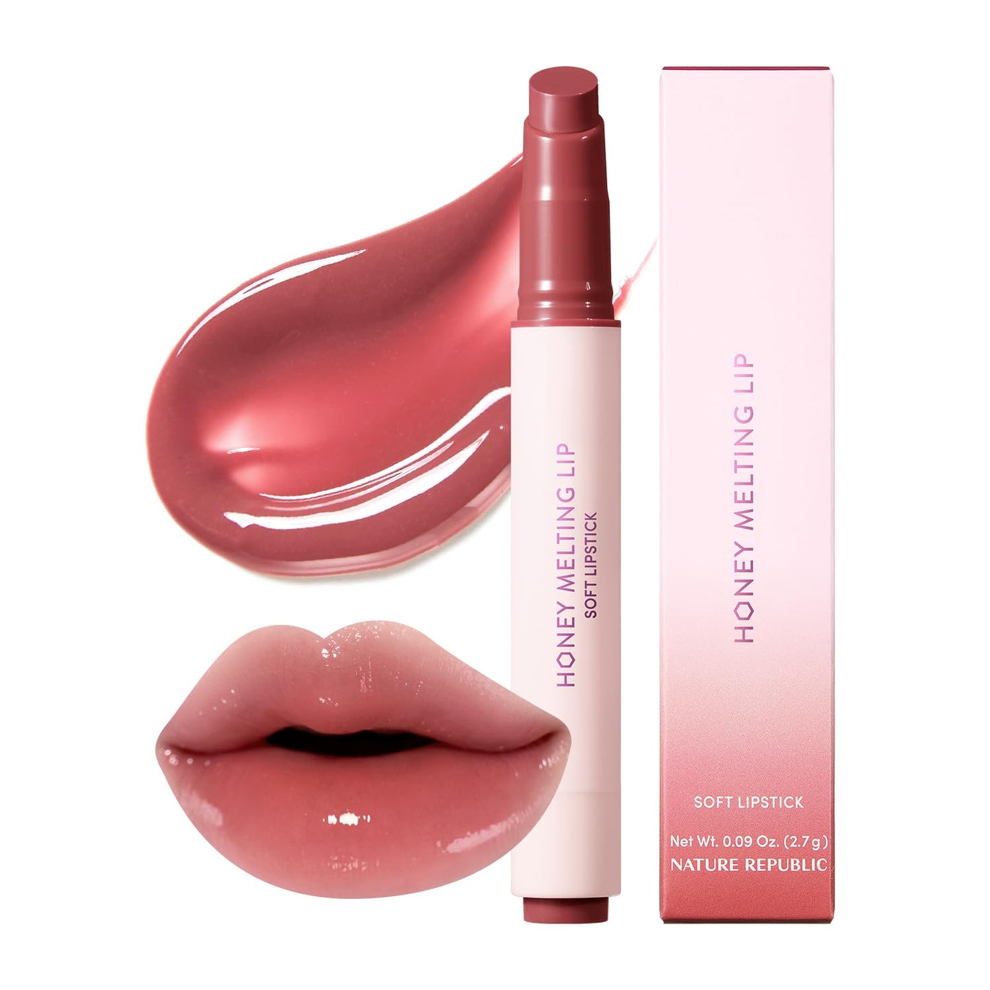 Nature Republic HONEY MELTING LIP (02 FIG) SOFT LIP STICK, Hydrating Gloss, Moisturizing balms, Sheer tint, Shine & Nude, Glowy Finish, korean make up