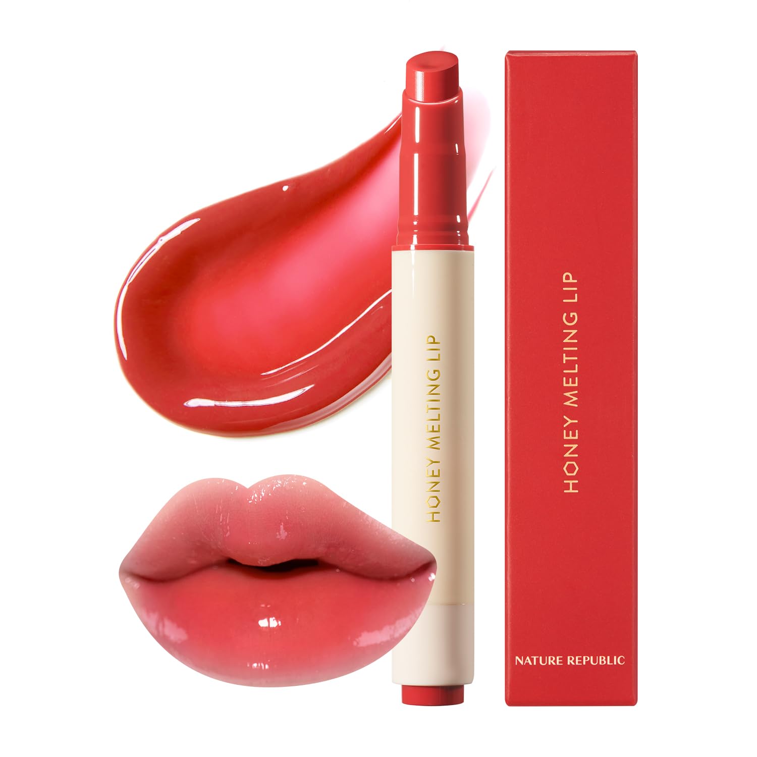 Nature Republic HONEY MELTING LIP (02 FIG) SOFT LIP STICK, Hydrating Gloss, Moisturizing balms, Sheer tint, Shine & Nude, Glowy Finish, korean make up