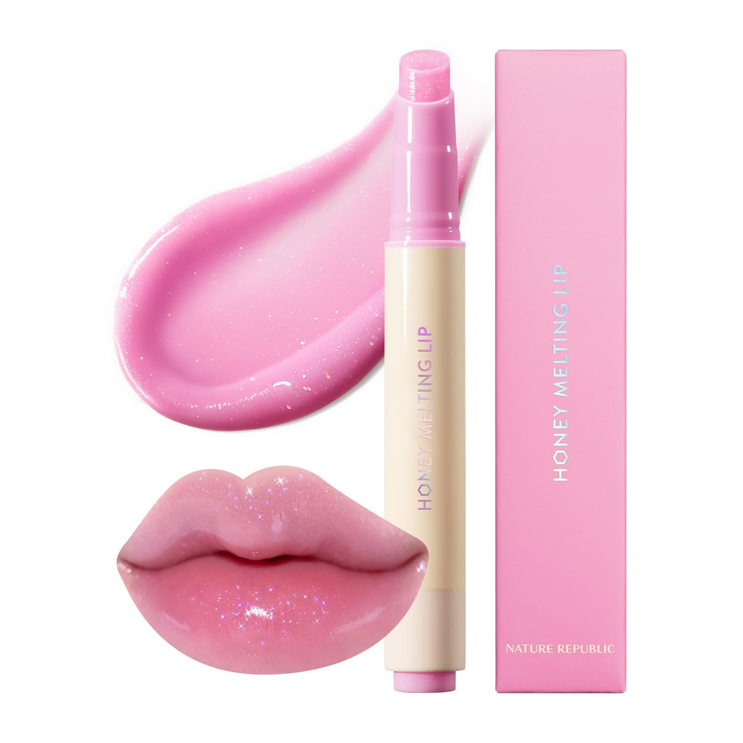 Nature Republic HONEY MELTING LIP (02 FIG) SOFT LIP STICK, Hydrating Gloss, Moisturizing balms, Sheer tint, Shine & Nude, Glowy Finish, korean make up