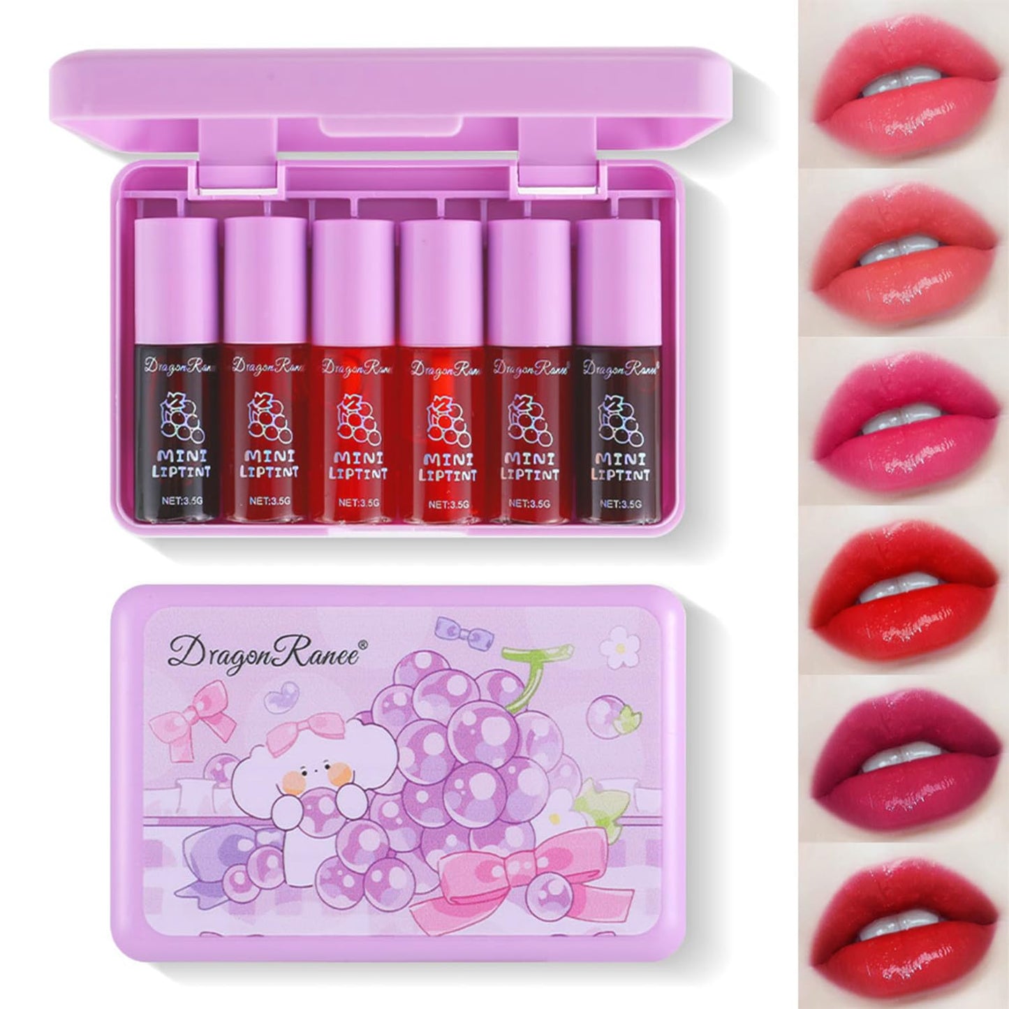 Eakroo 6 Colors Lip Tint Stain Mini Liquid Lipstick, Korean Lip Gloss Moisturizing Natural, Multi-Use Lip and Cheek Tint