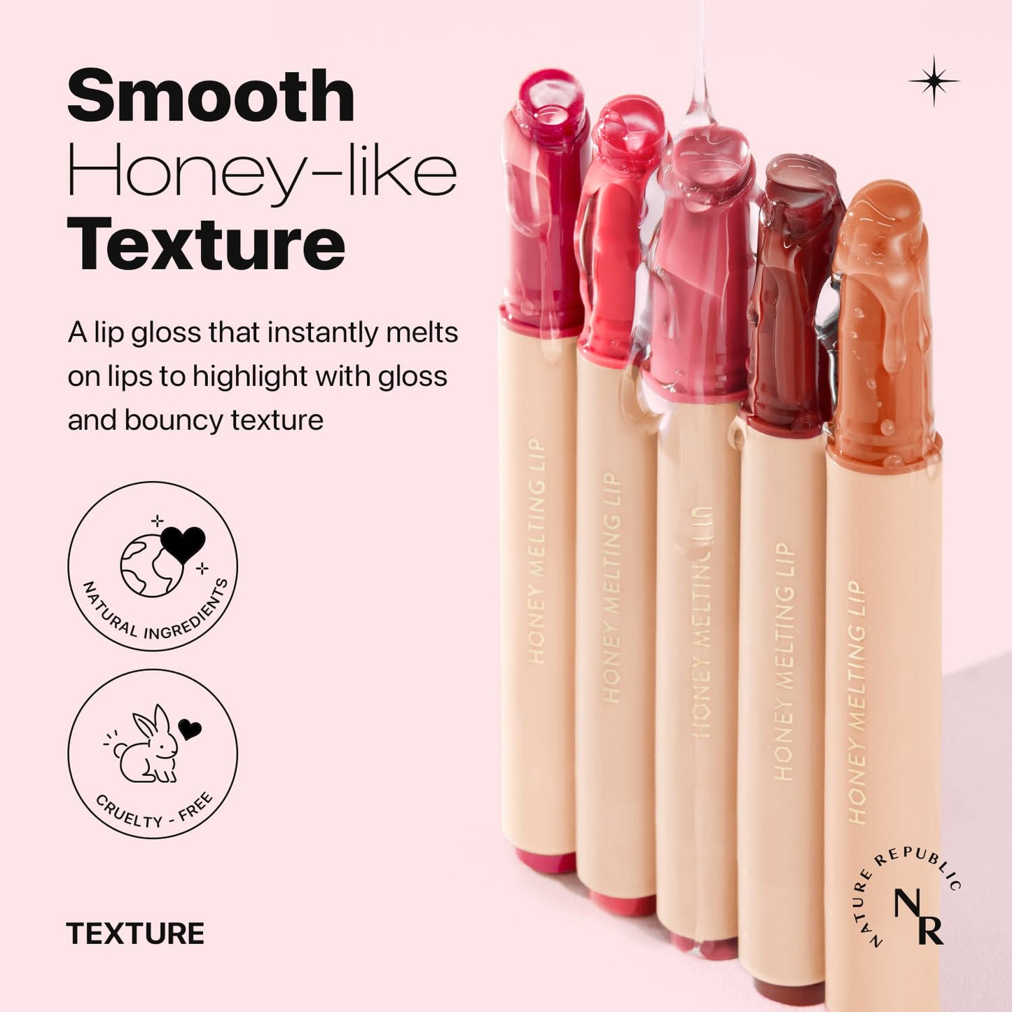 Nature Republic HONEY MELTING LIP (02 FIG) SOFT LIP STICK, Hydrating Gloss, Moisturizing balms, Sheer tint, Shine & Nude, Glowy Finish, korean make up