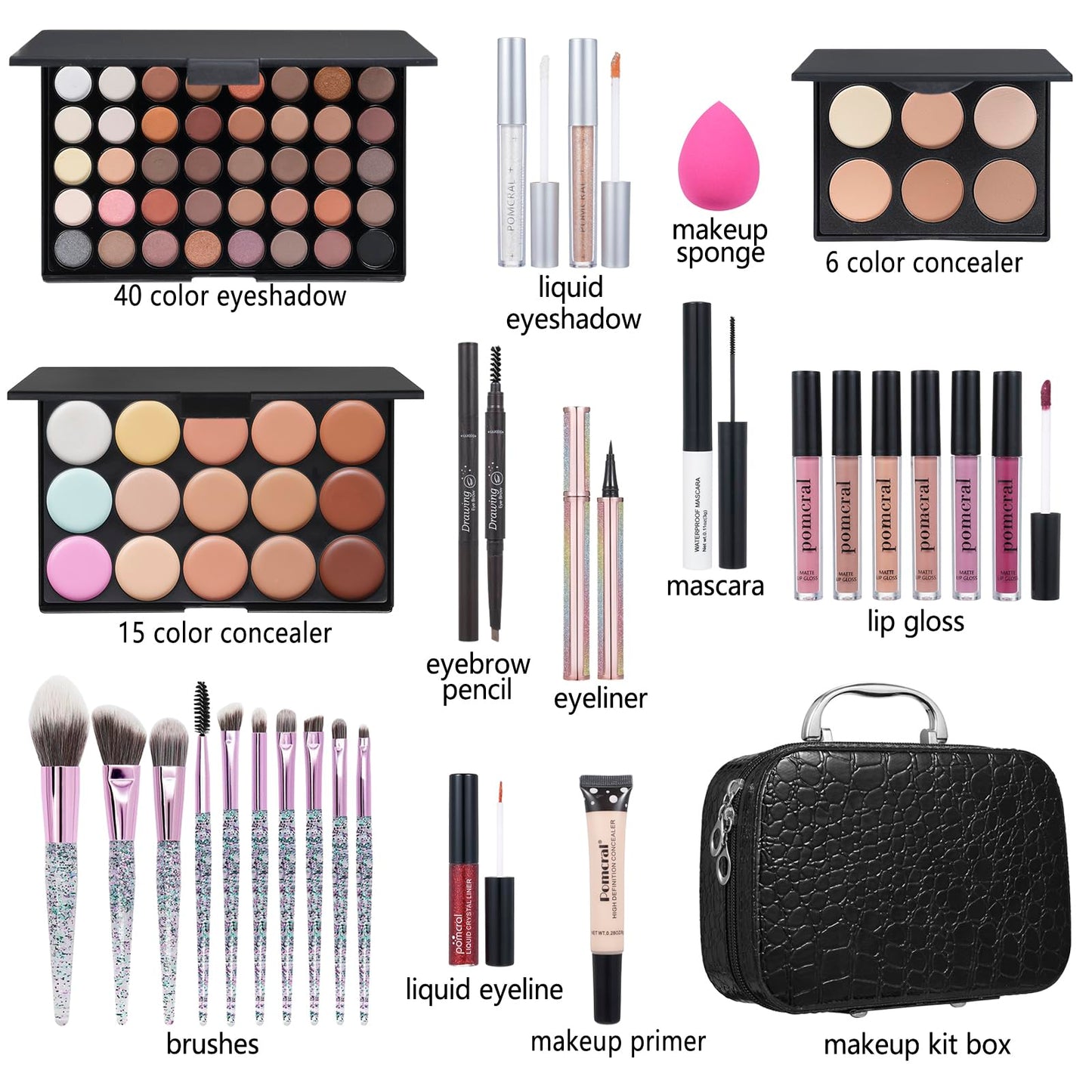 Makeup Kit For Girls,Full Makeup Set For Wonmen Includes 40 Colors Eyeshadow Palette Lip Gloss