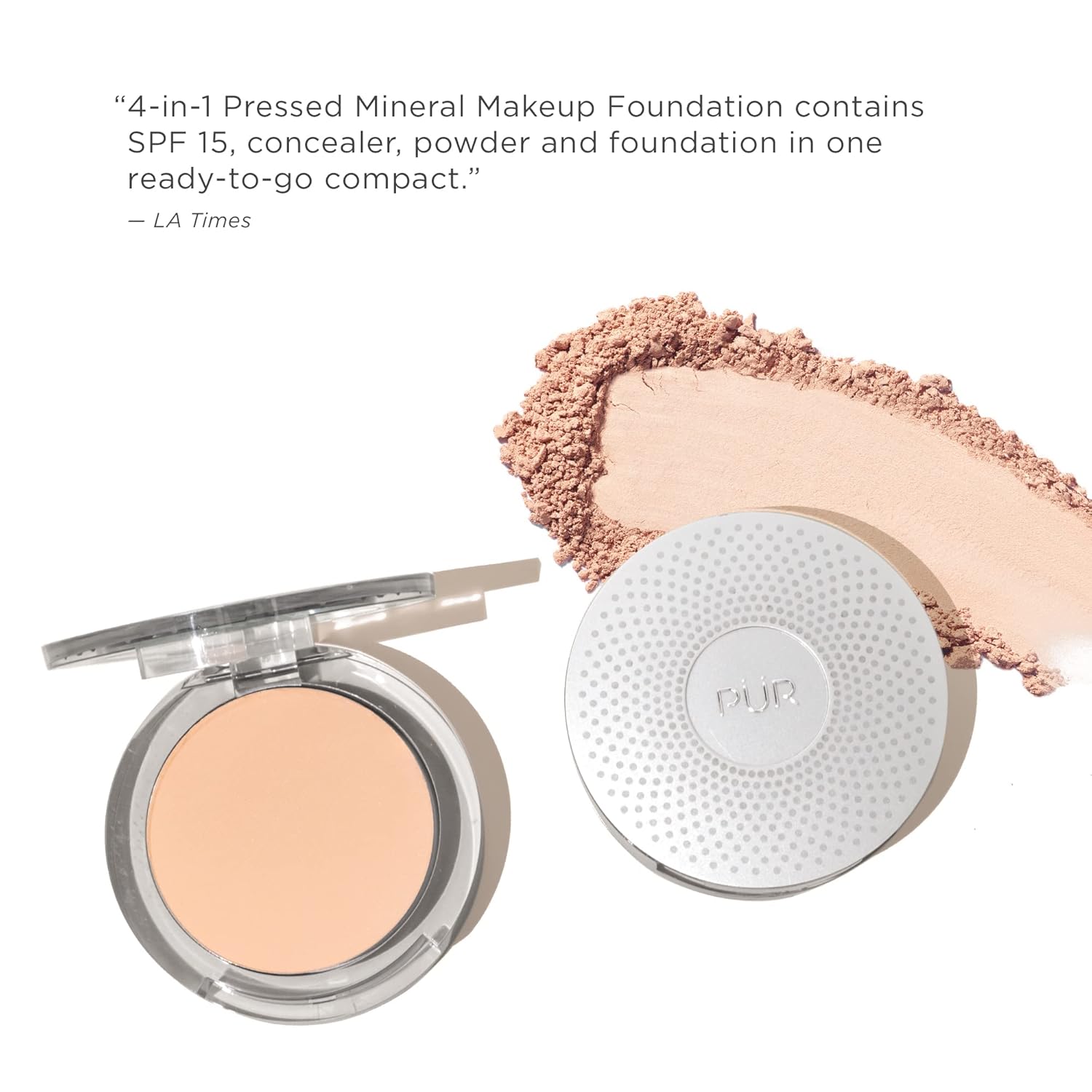 PÜR Beauty 4-in-1 Pressed Mineral Makeup SPF 15 Powder Foundation with Concealer & Finishing Powder- Medium to Full Coverage Foundation- Mineral-Based Powder- Cruelty-Free & Vegan Friendly