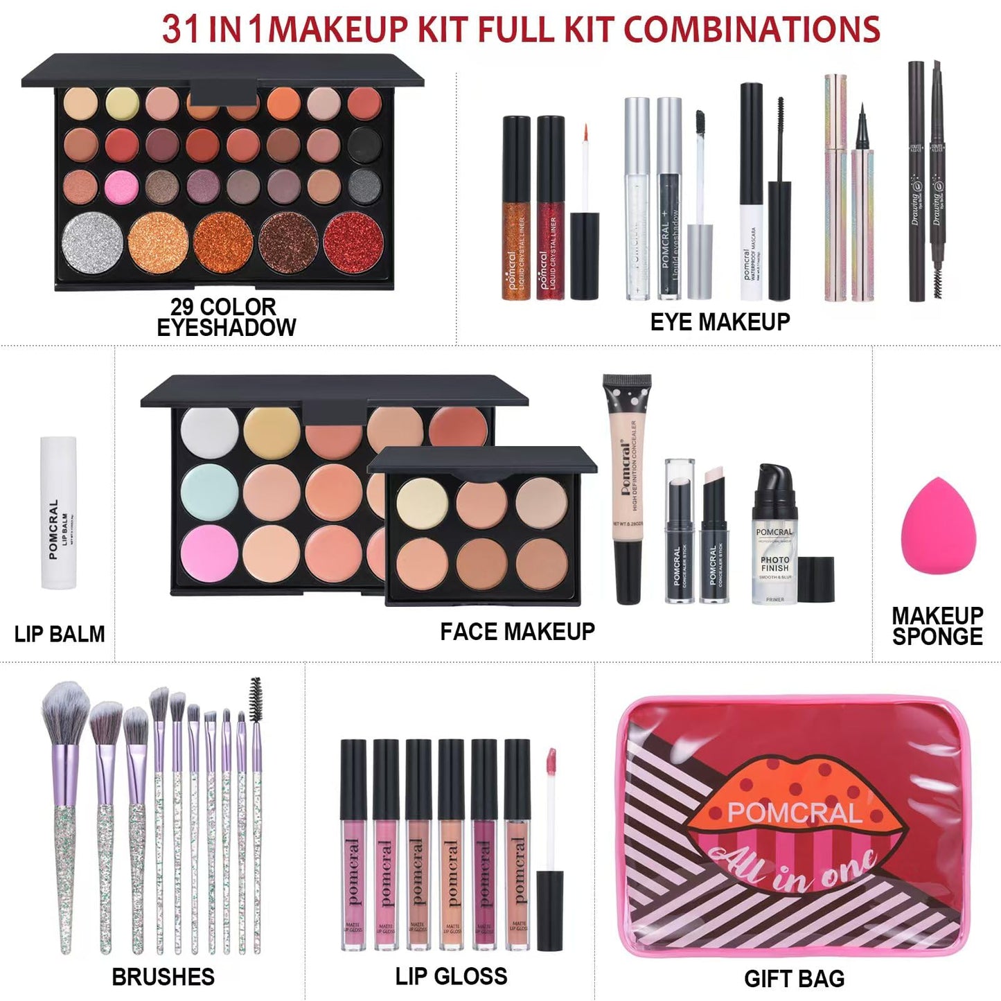 Makeup Kit For Girls,Full Makeup Set For Wonmen Includes 40 Colors Eyeshadow Palette Lip Gloss
