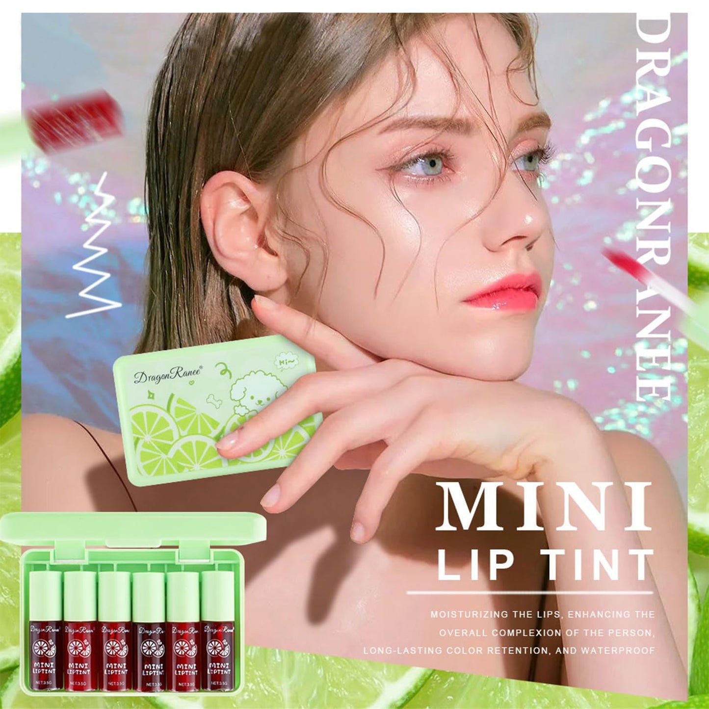 Eakroo 6 Colors Lip Tint Stain Mini Liquid Lipstick, Korean Lip Gloss Moisturizing Natural, Multi-Use Lip and Cheek Tint