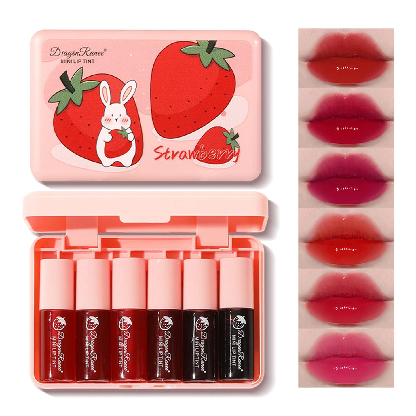 Eakroo 6 Colors Lip Tint Stain Mini Liquid Lipstick, Korean Lip Gloss Moisturizing Natural, Multi-Use Lip and Cheek Tint