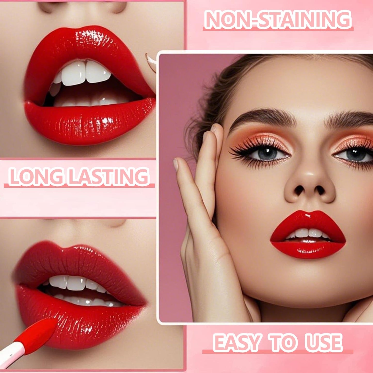 Eakroo 6 Colors Lip Tint Stain Mini Liquid Lipstick, Korean Lip Gloss Moisturizing Natural, Multi-Use Lip and Cheek Tint